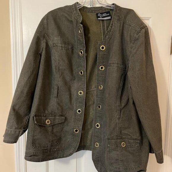 3X green denim jacket by Added Dimensions - Picture 1 of 3